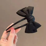 1pc Fashion Women's Bow U-shaped Hair Clip Suitable for Girl Daily Wear Accessory Elegant Black Boutique Hairpin Hair Accessory 5