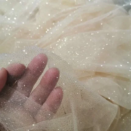 New 45cmX150cm Mesh Sparkle Fabric Soft DIY Sewing Sparkle Tulle Fabric Glitter Sequin Solid Color Decoration Material