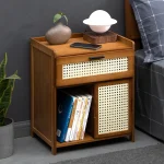 Drawer Nightstand Bedside Table Bedroom Nightstand with 1/3 Drawer Retro Style Home Storage Cabinet Bedroom Furniture Nightstand 2