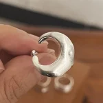 925 Sterling Silver Rings for Women Couple Minimalist Handmade Simple Wide Moon Ring Set Party Jewelry Gift Prevent Allergy 5