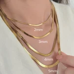 Minimalist Unisex Snake Choker Chain Necklace Stainless Steel Herringbone Gold Plated Boho Vintage Jewelry Gift For Women Men