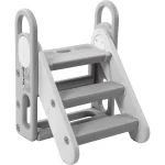 Foldable Toddler Step Stool for Bathroom Sink, Adjustable 3 Steps Ladder for Toddlers with Handles, Folding Nursery Step Stool 2