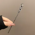 Elegant Flower Hair Sticks Forks Alloy Hair Clips Beads Chain Pendant Headpieces Women Retro Chinese Hair Jewelry Accessories 2