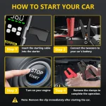 7000A Car Jump Starter with Air Compressor Battery Booster 12V Power Bank with LED Flashlight, Smart Cable with Voltage Display 5