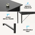 JHK 32 Inch Modern Office Computer Desk with Fabric Storage Drawers Space Side Bag Metal Frame Adjustable Feet For Home PC Table 4