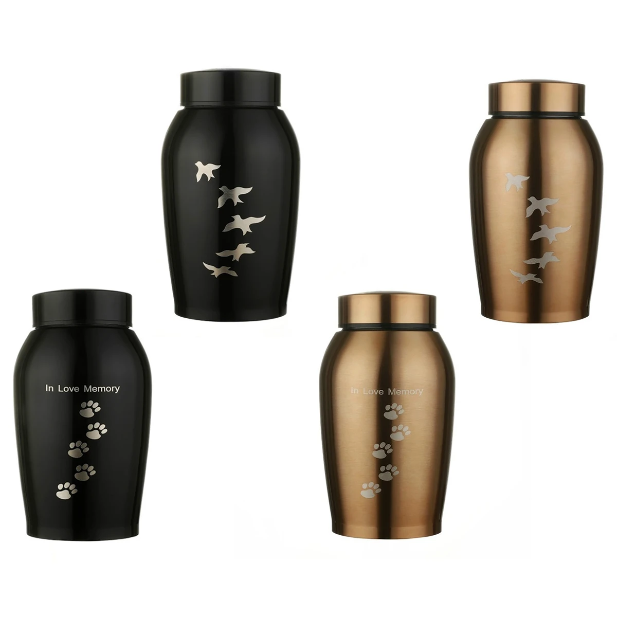 Black/Gold Stainless steel Urns Pets Dog Cat Birds Mouse Cremation Ashes Urn Keepsake Casket Columbarium Pets Memorials Black/Gold Stainless steel Urns Pets Dog Cat Birds Mouse Cremation Ashes Urn Keepsake Casket Columbarium Pets Memorials