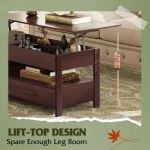 GALAXHERO Lift Top Coffee Table with Hidden Compartment Storage Drawers and Storage Shelf for Living Room Reception Room 4