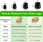 8pcs Round Table Chair Leg Floor Protector Foot Cover Black Anti- Slip Silicone Furniture Feet No Scratches for Hardwood Floors 3