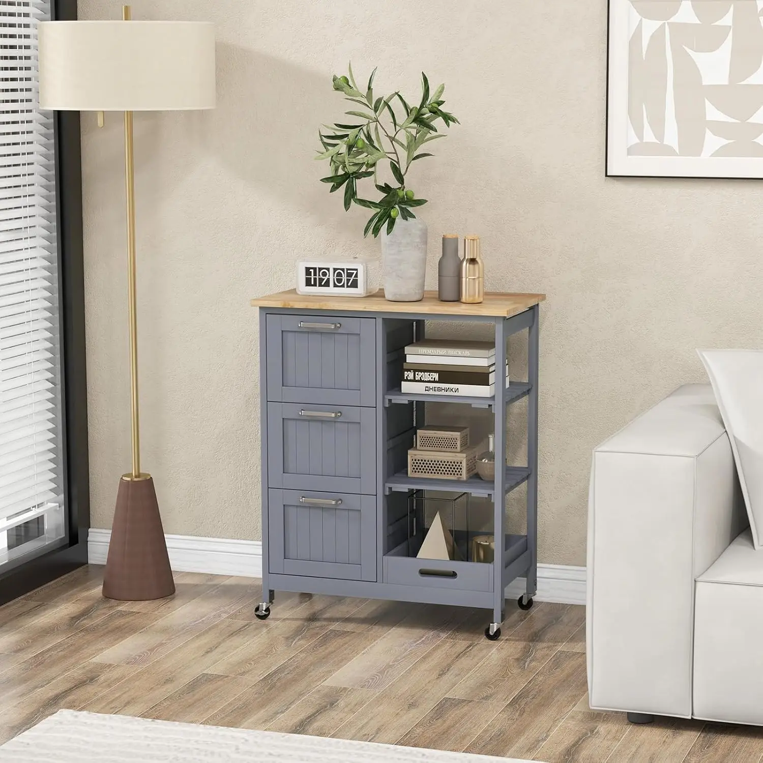 Kitchen Island with Storage, Kitchen Trolley on Wheels with Drawers & Open Shelves, Rolling Mobile Kitchen Island, Customized Kitchen Island with Storage, Kitchen Trolley on Wheels with Drawers & Open Shelves, Rolling Mobile Kitchen Island, Customized