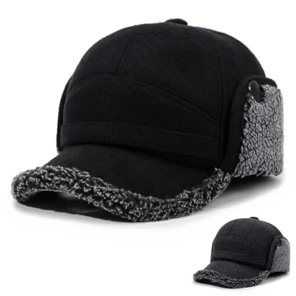 Autumn and Winter New Warm Lei Feng Hat Men's Father Outdoor Leisure Thickened in The Elderly Fleece Hat Baseball Cap Ear Cap