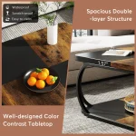 Tribesigns Square Coffee Table with 2 Tiers, 40 inches Low Farmhouse Coffee Table with Wood Storage Shelf Heavy Duty Metal Curve 4
