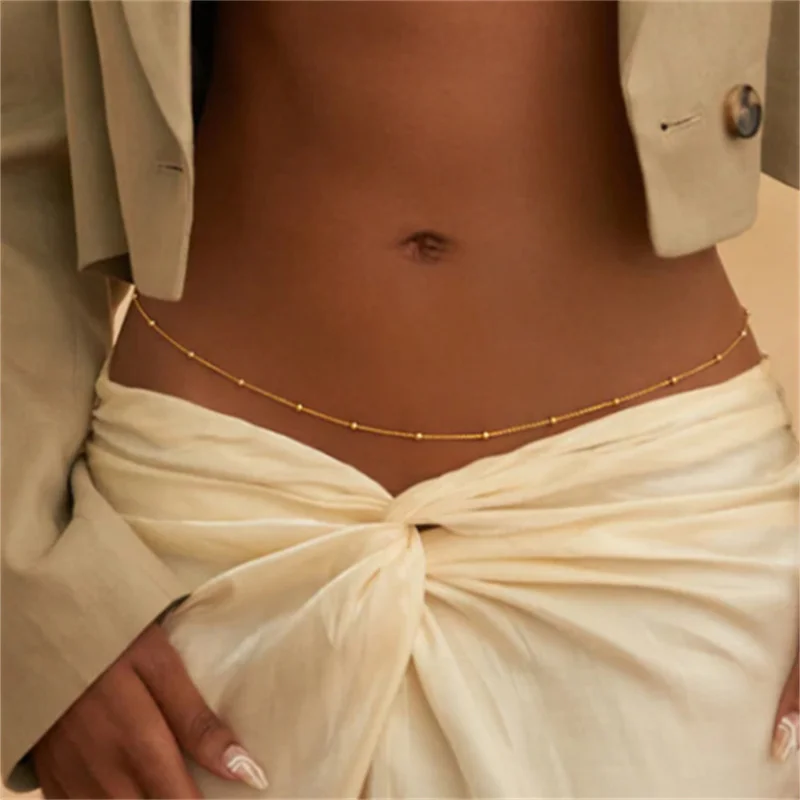 Girls Simple Beaded Belly Chains For Women Antique Gold Color Metal Beach Bikini Single Link Chains Waist Body Jewelry Accessory Girls Simple Beaded Belly Chains For Women Antique Gold Color Metal Beach Bikini Single Link Chains Waist Body Jewelry Accessory