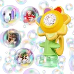 Sunflower Bubble Machine for Kids Automatic Flower Bubble Toy with Light for Toddlers Bubble Maker Blower for Kids Outdoor Toys