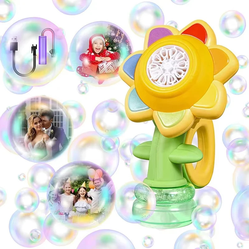 Sunflower Bubble Machine for Kids Automatic Flower Bubble Toy with Light for Toddlers Bubble Maker Blower for Kids Outdoor Toys Sunflower Bubble Machine for Kids Automatic Flower Bubble Toy with Light for Toddlers Bubble Maker Blower for Kids Outdoor Toys