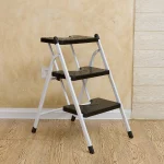 ‌Heavy-Duty Folding Ladder Space Saving 3-Step Stool Multi-Positional Home Utility Ladder Non-Slip Safety Foot Stool for Loft 4