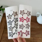 8pcs/set Leopard Print Hair Clips for Women Girls Vintage Geometric Star BB Clips Bangs Hairpins Barrettes Hair Accessories Set 3