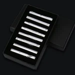 8pcs Tie Clips Metal Diamond With Box For Men Wedding Mens Necktie Clips Set Chrome Stainless Steel Jewelry Gentleman Ties Pin 5