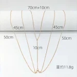 Fashion Gold Color Double-Layer Thin Chest Chain for Women New Simple Metal Shiny Chain Waist Chain Bikini Body Jewelry Gifts 6