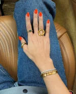 Uworld Top Quality Geometric Wide Stainless Steel Ring 18K Gold Color Waterproof Fashion Minimalist Statement Charm Jewelry Wome 5
