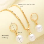 Fashion Pearl Jewelry Set For Women Dangle Earrings Pendant Necklace Simple Dainty Daily Wear Outfit  Party Accessories 2