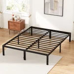JHK Basic Twin Full Queen King Size Bed Frame Metal Platform Bedroom Frames with Storage Space Sturdy Steel Slat Support 350LBS 2