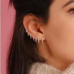 1Pair Stainless Steel Minimal Hoop Earrings Crystal Zirconia Small Huggie Thin Cartilage Earrings Helix Tragus Piercing Jewelry 3
