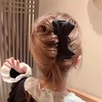 1pc Fashion Women's Bow U-shaped Hair Clip Suitable for Girl Daily Wear Accessory Elegant Black Boutique Hairpin Hair Accessory 2