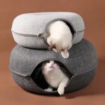 Felt Donut Bed for Cats House With Breather Hole Dog Bed Interactive Play Toys for Cats to Hide 2 in 1 Tunnel for Cats Bed 4