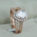 18K Rose Gold Princess Diamond Ring set 2pc for Women Anillos Mujer Bizuteria Gemstone Femme Diamond Jewelry 18 k Rose Gold Ring 3