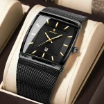 POEDAGAR Top Luxury Men Wristwatch Waterproof Luminous Stainless Steel Mesh Date Man Watch Fashion Business Quartz Men's Watches