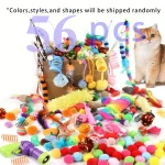 56pcs/28pcs/14pcs Kitten Toys Variety Pack-Pet Cat Toys Combination Set Cat Toy Funny Cat Stick Mouse Bell Ball Cat Supplies 2