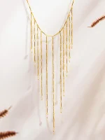 Sweet Collar Cascade Fringe Necklaces 18k Gold Plated Waterproof Non Tarnish Stainless Steel Long Tassels Necklace For Women