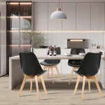 Mid-Century Modern Dining Chairs Set of 4 with Wood Legs, PU Leather Cushions for Kitchen and Living Room 2
