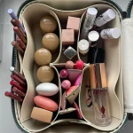 Customized name pu leather cosmetic bag with zoned storage and large capacity toiletry bag for autumn and winter new products 5