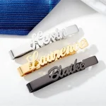 Custom Name Tie Clips Stainless Steel Nameplate Jewelry Personalized Letter Clasp Cufflinks Steamship Wedding Gift Dropshipping 6