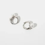 ANENJERY Imitation Pearl Hoop Earrings for Women Round Wedding Party Ear Jewelry Wholesale 4