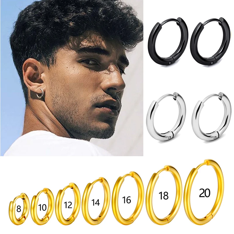 1 Pair Stainless Steel Hoop Earrings Women Men Gold Color Small Earrings Girl Jewelry Pendientes Mujer Aretes Cartilage Piercing 1 Pair Stainless Steel Hoop Earrings Women Men Gold Color Small Earrings Girl Jewelry Pendientes Mujer Aretes Cartilage Piercing
