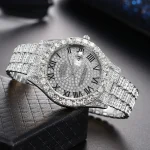 Luxury Classic Golden Men's Steel Strap Roman Scale Rhinestone Calendar Quartz Watch Fashion Male Wristwatch Relogio Masculino 5