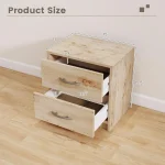 Modern 2-Drawer Nightstand for Small Spaces, Oak Wood Bedside Table with Storage 3
