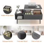 JHK Lift Top Coffee Tables For Living Room 39.37"x19.7" Desk Tea Wood Dining Tables Adjustable Storage Shelf Easy Lift Or Lower 2