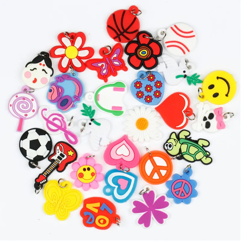 100pcs Pendants DIY Colorful Loom Rubber Band Bracelet Jewelry Making Beads Toy Colorful Animal Flower Beads Random Style 2023 100pcs Pendants DIY Colorful Loom Rubber Band Bracelet Jewelry Making Beads Toy Colorful Animal Flower Beads Random Style 2023