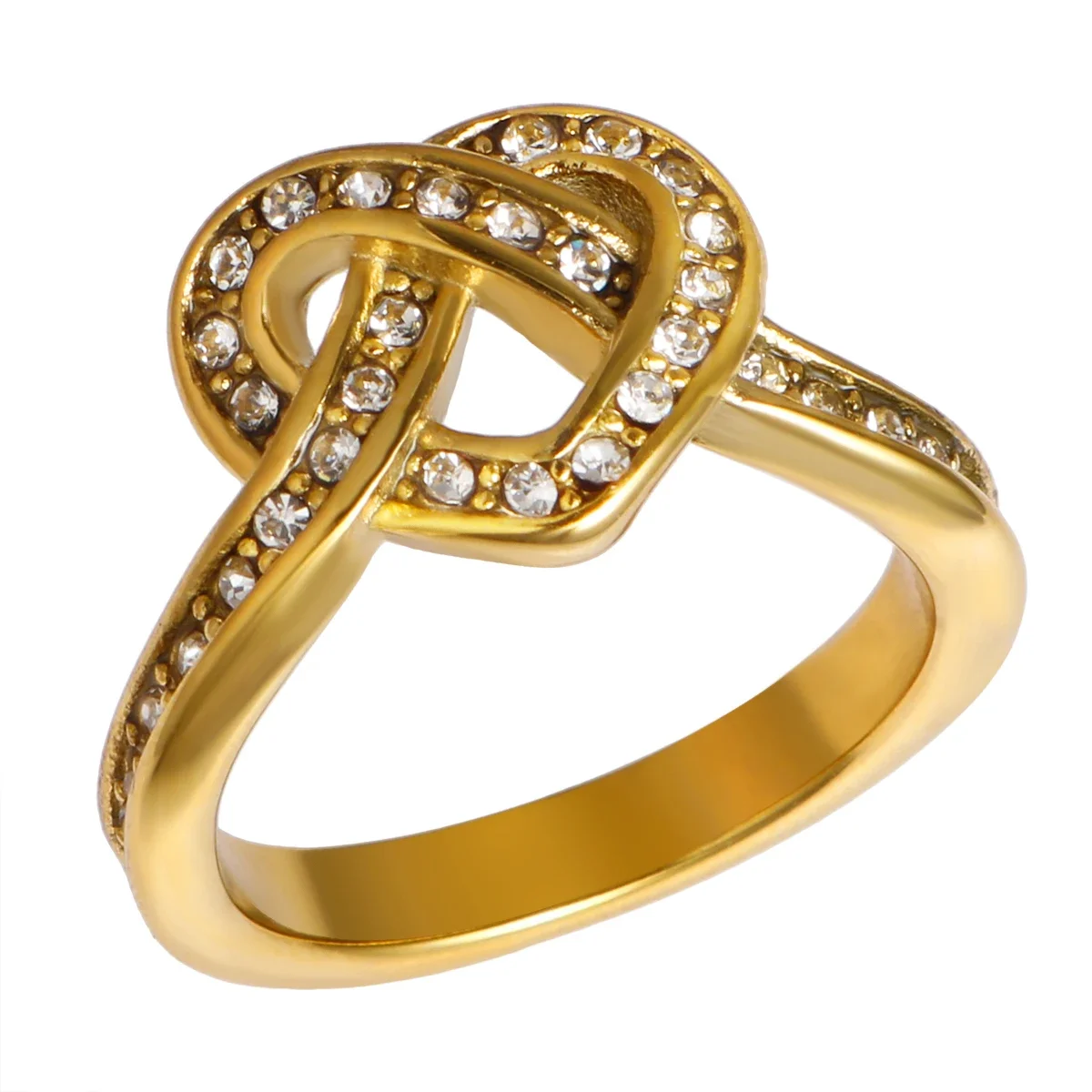 Minimalist Stainless Steel Heart Love Hollow Ring for Women Inlaid Zircon Rings Gold Color Waterproof Romantic Fashion Jewelry Minimalist Stainless Steel Heart Love Hollow Ring for Women Inlaid Zircon Rings Gold Color Waterproof Romantic Fashion Jewelry