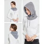 Cashmere Knitted Hooded Hat Women Winter Neck Cover Balaclava Skullies Beanies Ear Face Protect Warm Woollen Caps Fake Collar 4