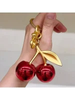 New Fashion Crystal Cherry Pendant Metal Key Chain, Suitable For Daily Wear, For Bag Accessories, Can Send Family Gifts, Friends 5