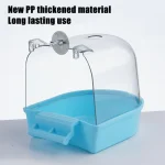 Hanging Transparent Bird Bath Cube- Splash-Proof PP Shower Tub for Parrots, Lovebirds & Conures w/ Easy-Grip Handle 4
