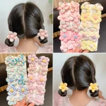 10Pcs/Set New Baby Girl Cute Colorful Flower Hair Bands Ponytail Holder Chilren Soft Scrunchies Rubber Kids Hair Accessories 3
