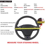 38CM Hand Sewing Glossy Carbon Fiber Suede Leather Car Steering Wheel Cover Non-Slip Universal DIY Auto Interior Accessories 6
