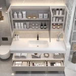 Bathroom Furniture Skin Sensor Bathroom Vanity Cabinet With Sink And Mirror Integrated Arc Washing Table Combination To Wash 2