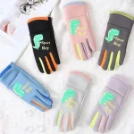 Children Warm Plush Gloves Winter Boys Girls Kids Outdoor Windproof Skiing Cycling Gloves Glow Students Toddler Cycling Mittens 6