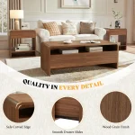 3-Piece Living Room Table Set, Includes Coffee Table & 2 End Tables, Modern Coffee Table Sets with Large Storage, Customized 3